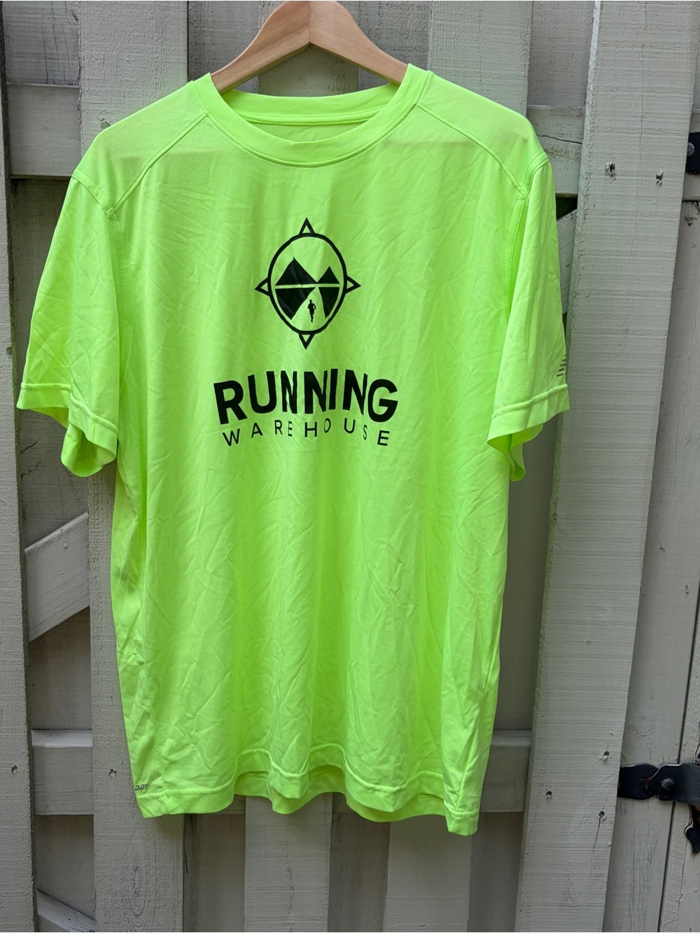 New Balance Running Warehouse Graphic Tee Mens XL Neon Volt VGUC